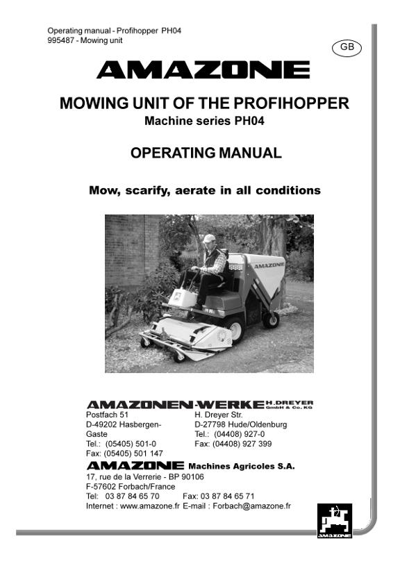 Operation manual PH04 mowing unit