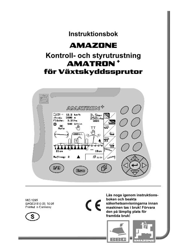 Instruktionsbok Amatron+ f. Växtskyddssprutor 