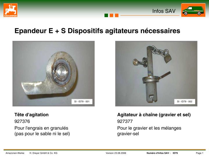 E+S différents organes agitateurs