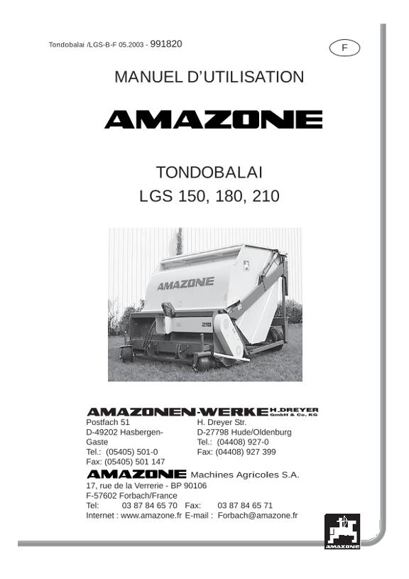 Notice d'utilisation Tondobalai LGS 150, 180, 210