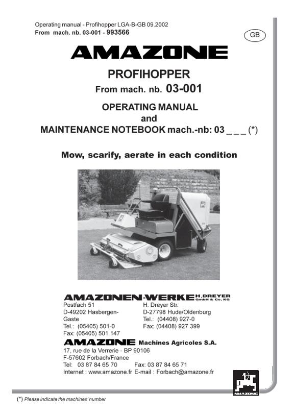 Operation manual Profihopper LGA03