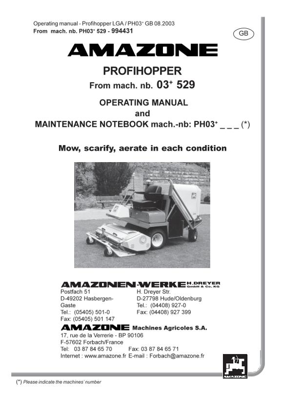Operation manual Profihopper PH 03