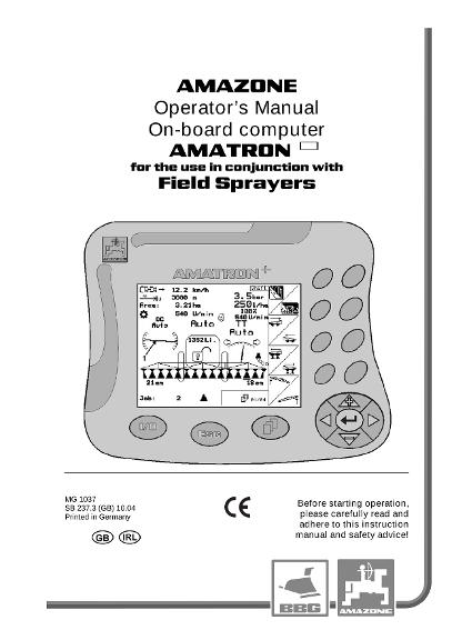 Operation manual Amatron + f.Spritze