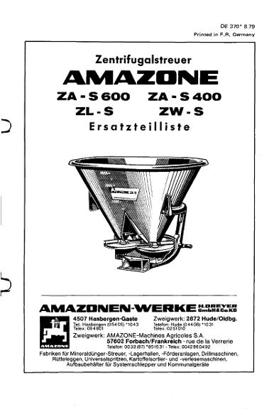 Ersatzteilliste ZA-S 600, ZA-S 400, ZL-S, ZW-S (08/79)