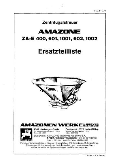 Ersatzteilliste ZA-E 400, 601, 1001, 602, 1002 (02/79)