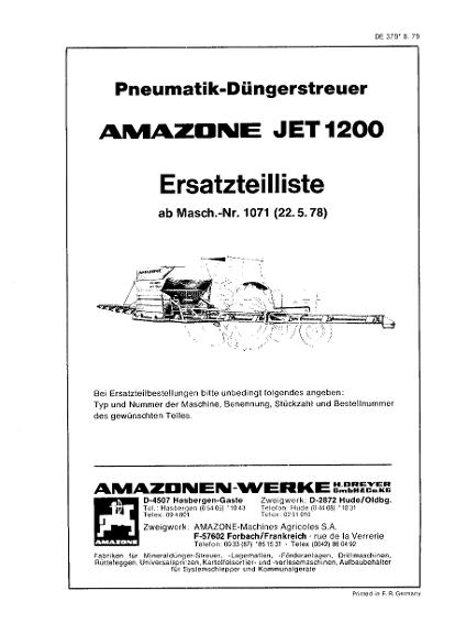Ersatzteilliste JET 1200 (08/79)