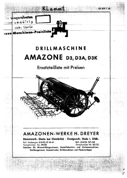Ersatzteilliste D3, D3A, D3K (07/63)