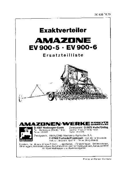Ersatzteilliste EV 900-5, EV 900-6 (08/79)