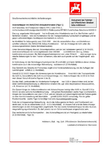 Anlage Straßenverkehrsrechtl. Anforderungen FPS 2 / FRS 2 / KG 602-2 / RP 602-2 / AS 602-2 (mitführ)