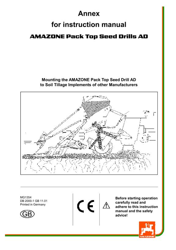 Annex for instruction manual AD