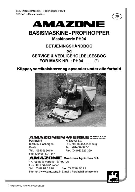 Brugsanvisning PH04 service & vedligeholdelsesbog