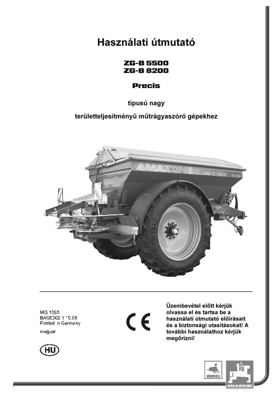 Kezelési útmutató ZG-B 5500 / 8200 PRECIS