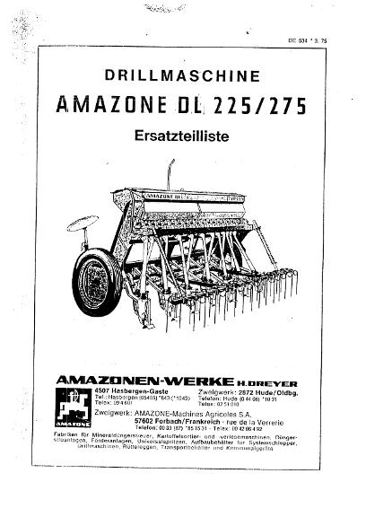 Ersatzteilliste DL 225/275 (03/75)