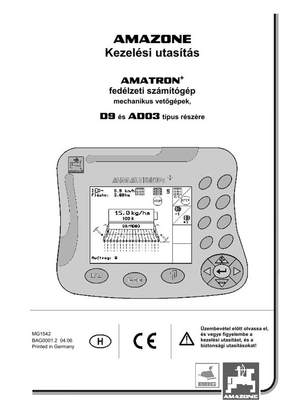 Kezelési útmutató AMATRON +  D9 / AD 3