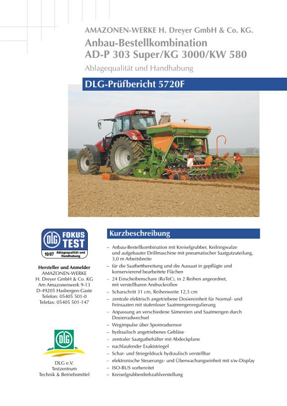 Test: DLG-Prüfbericht 5720F Bestellkombination AD-P 303/KG 3000/KW 580