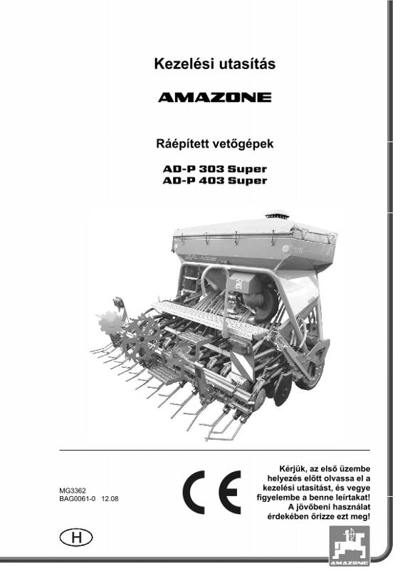 Kezelési útmutató AD-P 303/403 SUPER