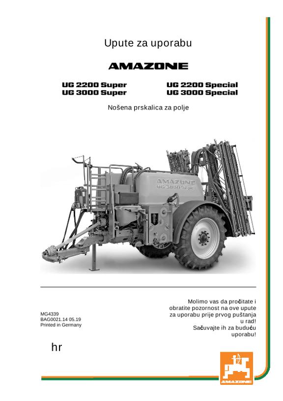 Upute za uporabu UG 2200/3000 SUPER/SPECIAL