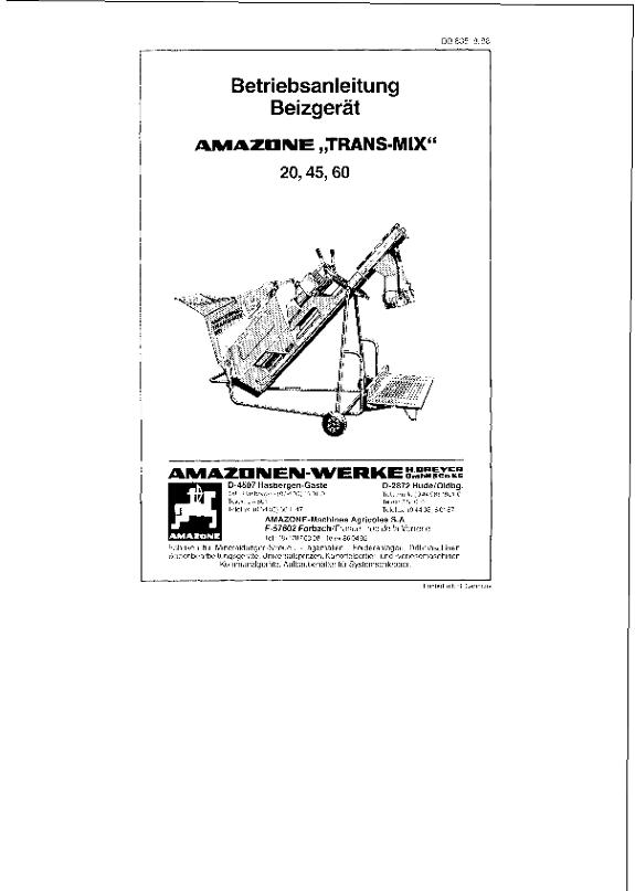 Betriebsanleitung Trans-Mix 20, 45, 60