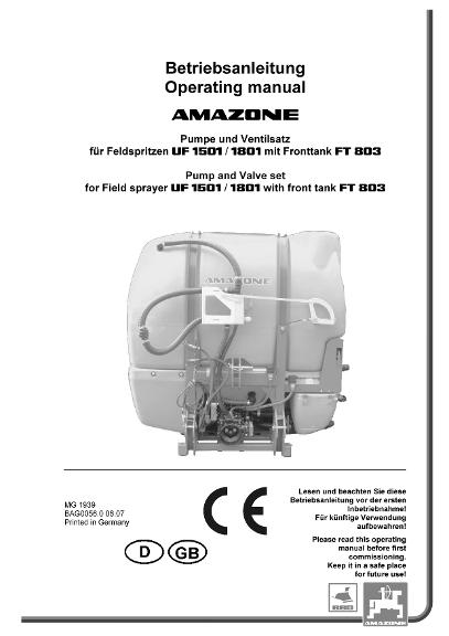 Betriebsanleitung / Operation manual (D, GB) UF 01 mit/with FT 803