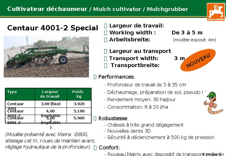 Déscriptifs machines Centaur 4002 Special