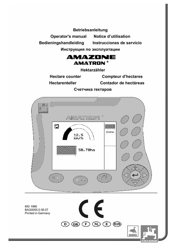 Operation manual (D/GB/F/E/RUS) AMATRON+ Hectare-counter