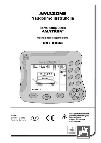 Naudojimo instrukcija AMATRON+ D9 / AD 3