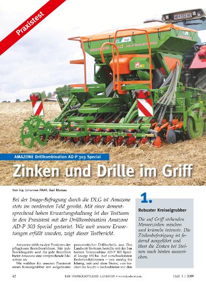 Praxistest AD-P Special 303  - Der fortschrittliche Landwirt 01/2009
