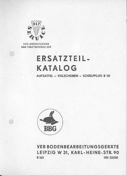 Ersatzteilkatalog Aufsattel-Vielscheiben-Schälpflug B151