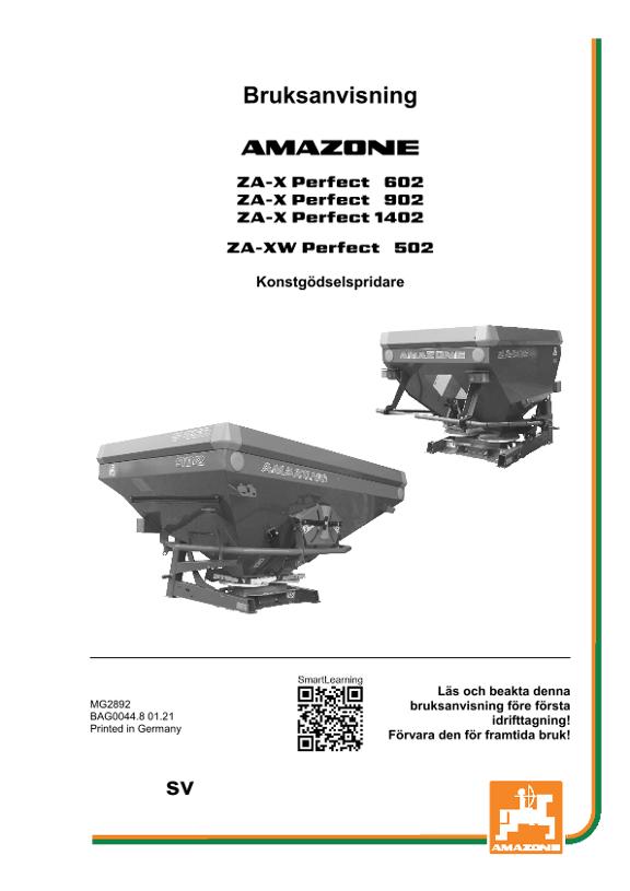 Instruktionsbok ZA-X 6/9/1402 / ZA-XW 502 PERFECT