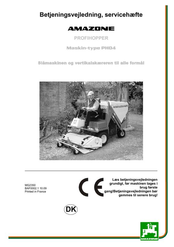 Brugsanvisning PH 04 FAHRWERK UND MAEHWERK
